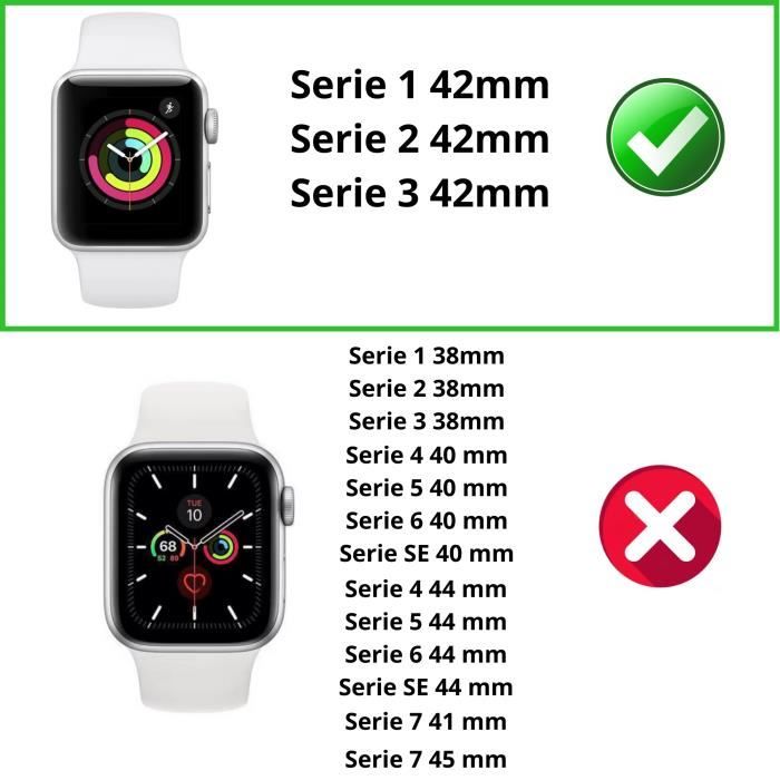 Coque compatible apple Watch 42mm Serie 3 Serie 2 Serie 1 - Protection rigide étui noir écran verre trempé Phonillico®