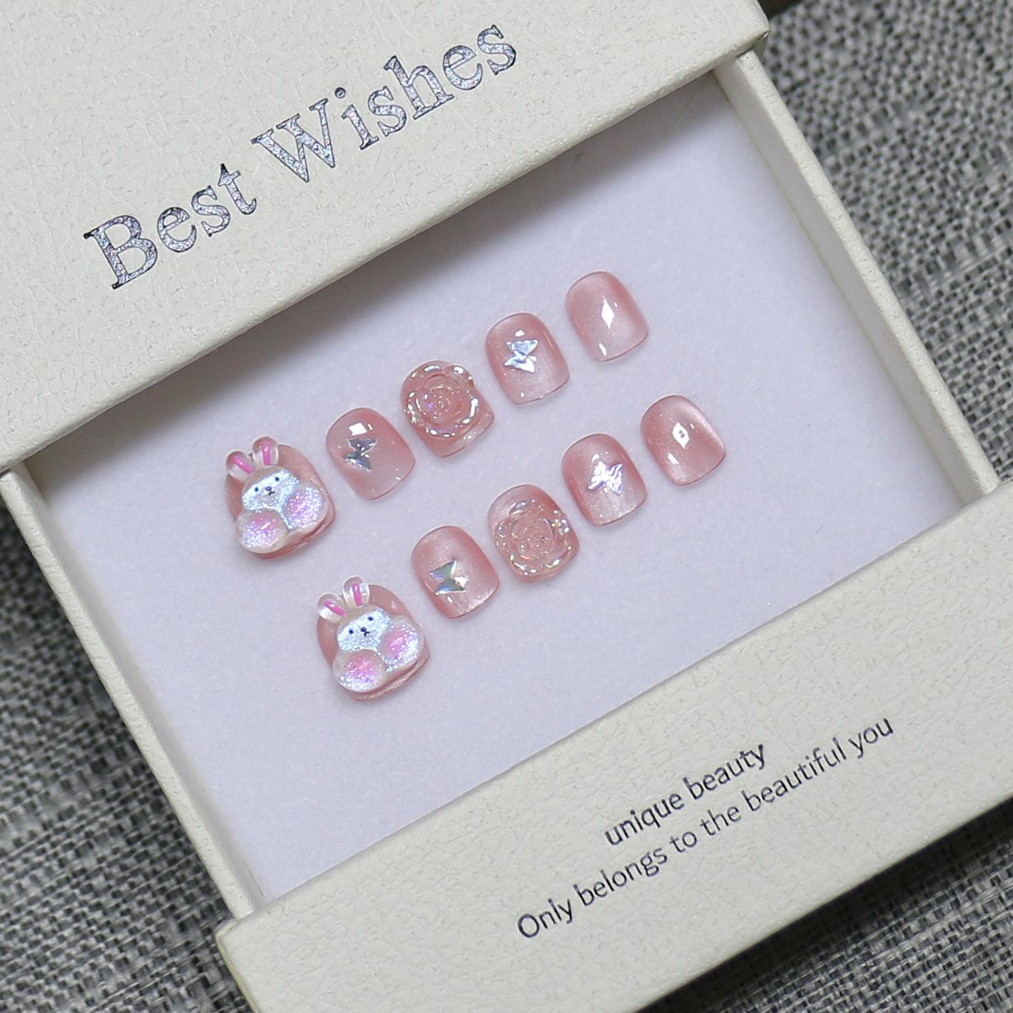 

Kids Wearable Nails: Handmade Sparkle Nail Art with Butterfly, Cat Eye, and Sequin Designs Large