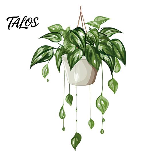 Easy Peel And Stick Home Decor Watercolor Potted Plant Wall Stickers, PVC Waterproof Hanging Pothos/Daisy Decals, Removable Green Leaf Stickers