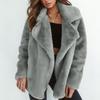 Sexy Plush Lapel Fitted Jacket Winter Women Faux Fur Cardigan Coats Double-Faced Fleece Casual Solid Color Outwear Female Plush Thick Jacket