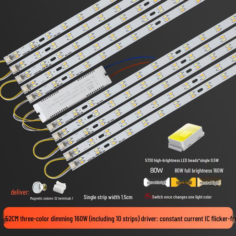 Three-Color LED Strip Light Panel for Living Room Ceiling