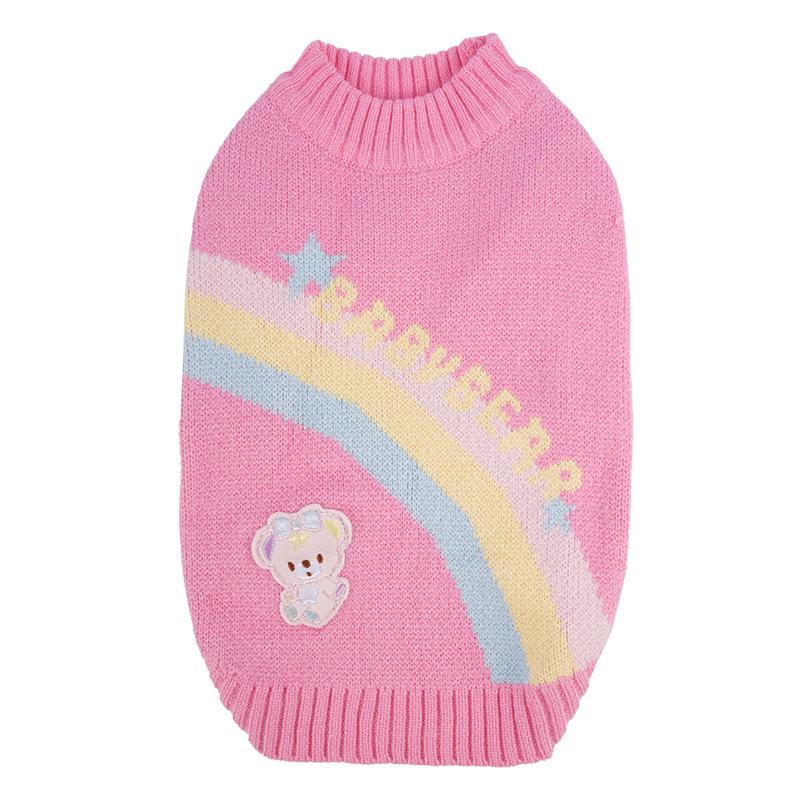 

Pet sweater autumn and winter warm puppy dog clothes rainbow knitted sweater teddy bear pet clothes 2XL