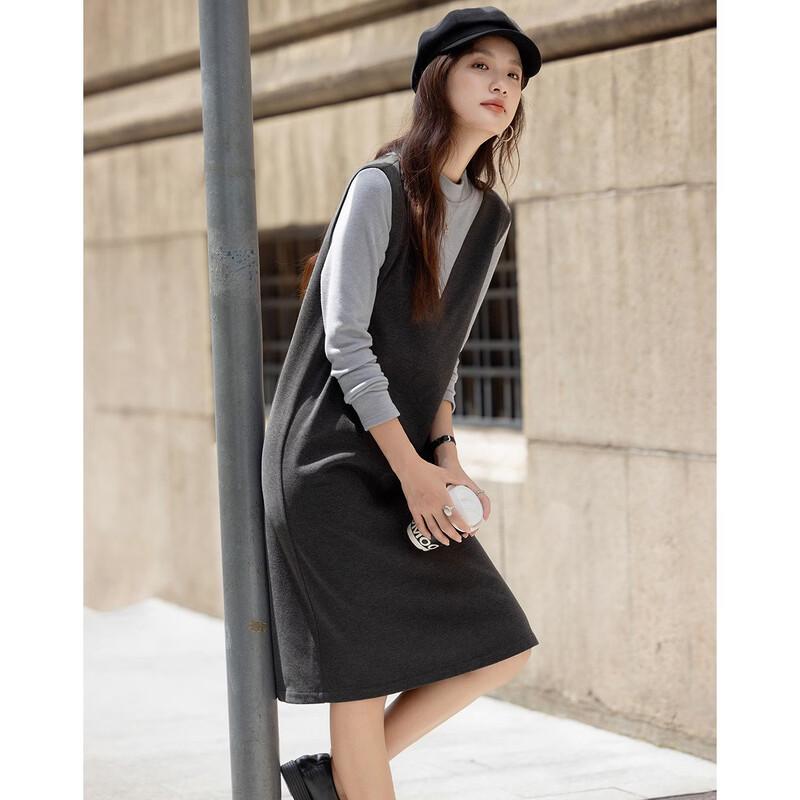 Women's Color Block Stand-up Collar Knit A-Line Dress