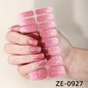 16Tips Pink Glitter Full Cover Nail Sticker Gradient Nail Polish Strips Long-Lasting Self Adhesive Manicure Art DIY Decoration