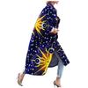 Fashion Women Printed Pocket Jacket Outerwear Cardigan Overcoat Long Trench Coat