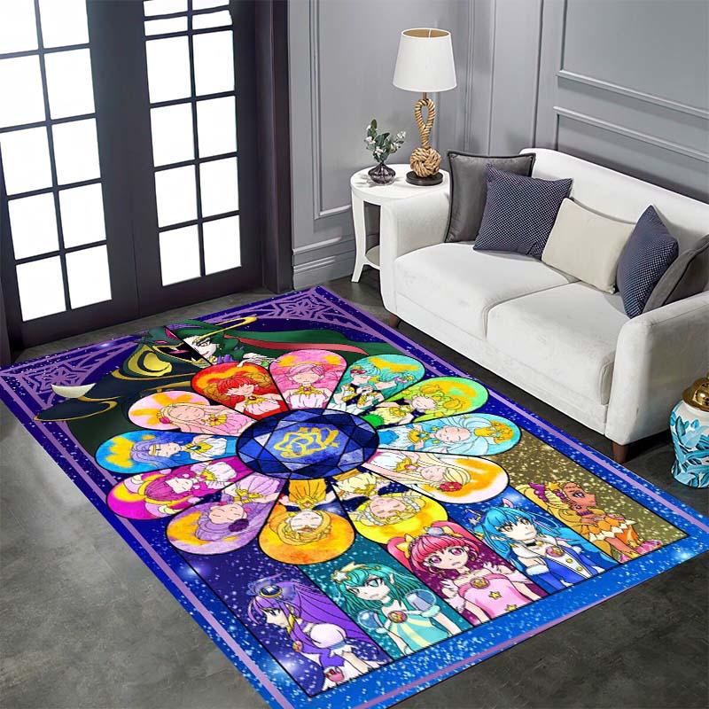 Pretty Cure Cartoon Rugs Are Suitable for Home Décor In Areas Such As Game Rooms, Bedrooms, Living Rooms, and Sofa Areas.