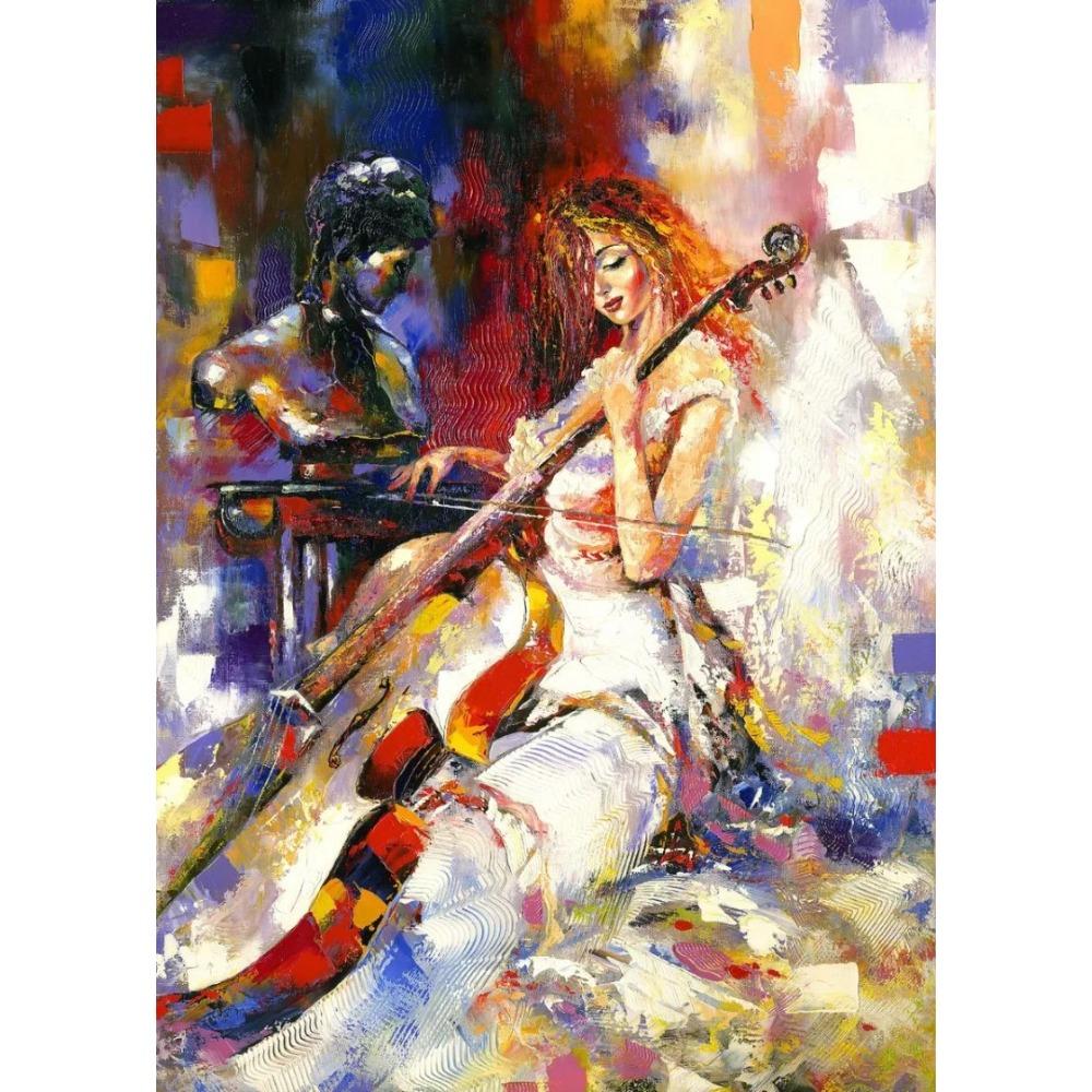 Abstrakte Vintage Musikposter Öl Jazz Saxophon Violine Gitarre Klavier Poster Leinwanddruck Wandkunst Poster Wohnzimmerdekor