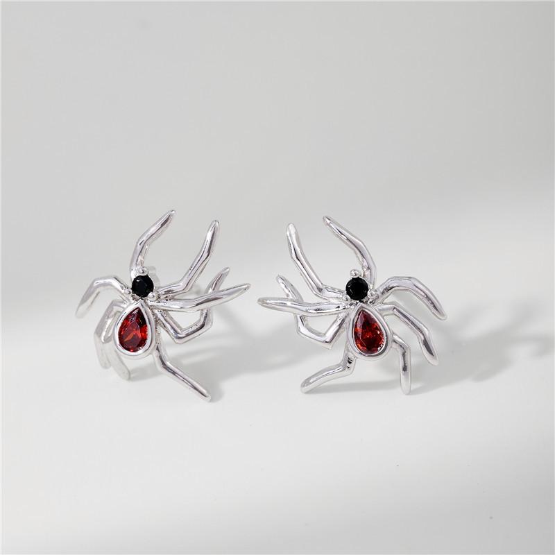 Arvaleff 925 Sterling Silver Halloween Spider Stud Earrings 14K Silver Plated.