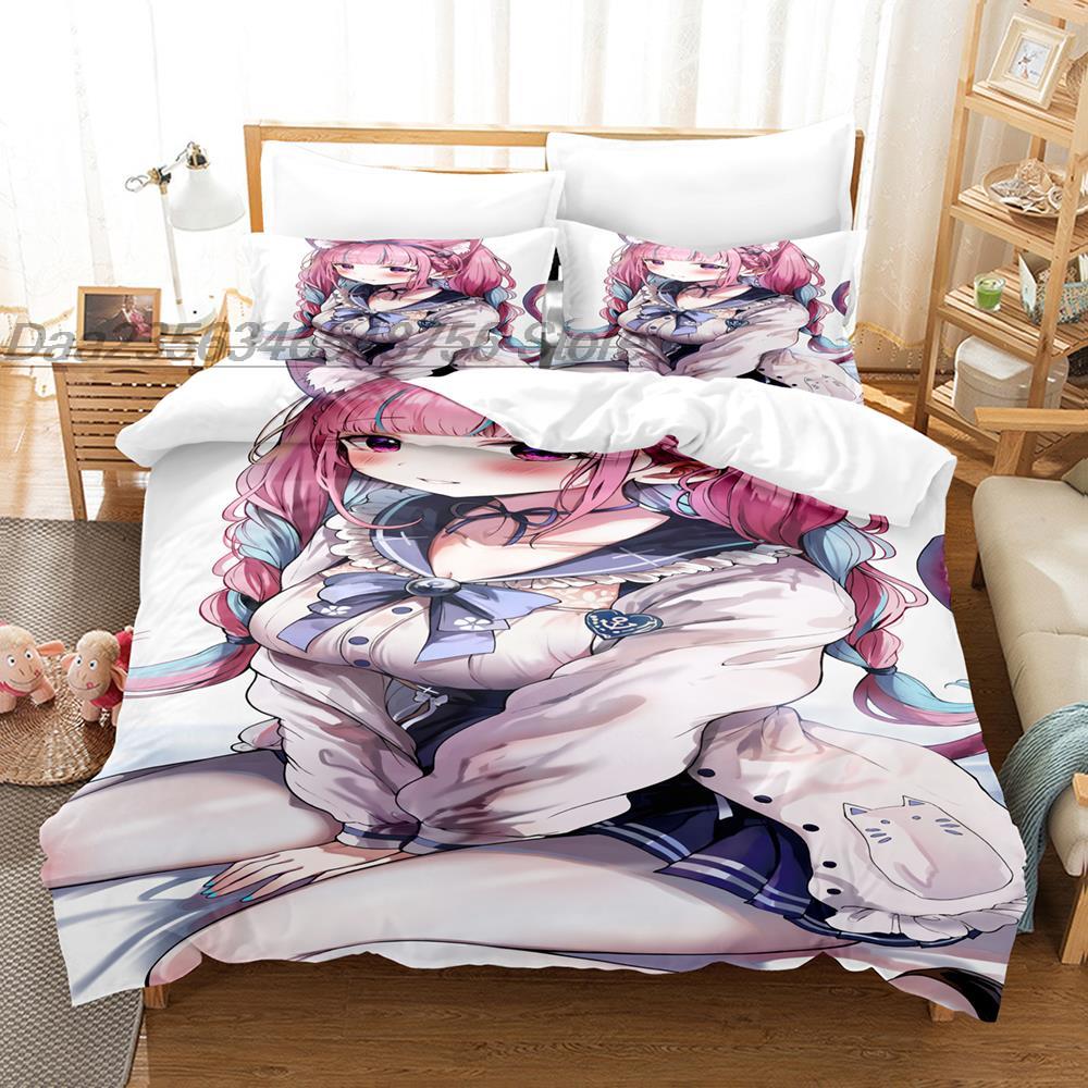 3D Print Anime Kawaii Girls Minato Aqua Bedding Set Single Twin Full Queen King Size Bed Set Adult Kid Bedroom Duvet cover Sets