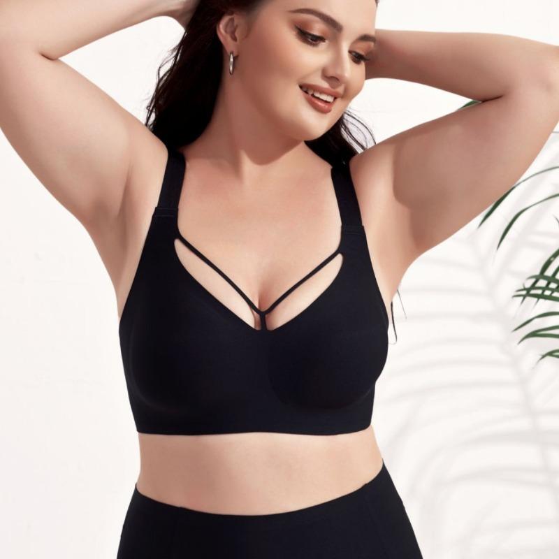 Plus Size Seamless Wireless Soft Support Thin Bra For Large Breast 0XL чёрный