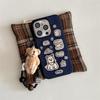 Japanese & Korean Embroidery Coffee Terrier iPhone 17/16ProMax/15/14 Case with Chain