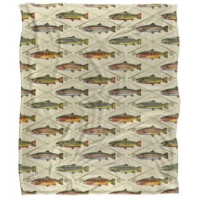 JQ Licensing Silky Trout Crossed Fishing Rods Supersoft Blanket
