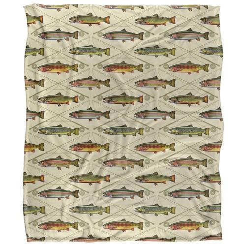 JQ Licensing Silky Trout Crossed Fishing Rods Supersoft Blanket