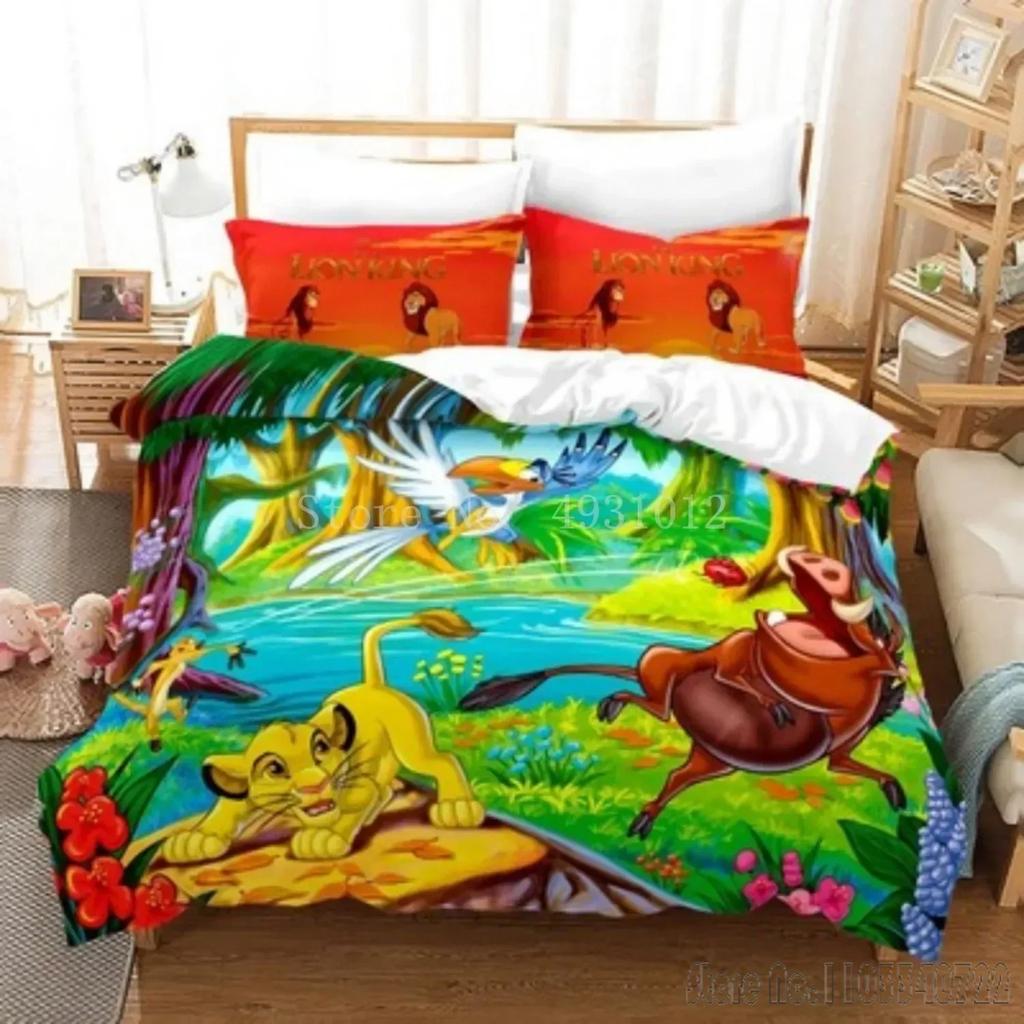 Anime König der Löwen Cartoon Bettbezug Set HD Bettdeckenbezug für Kinder Bettwäsche Sets Bettwäsche Schlafzimmerdeko