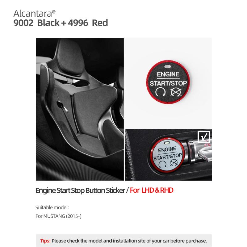 

For Ford Mustang GT 2015-2025 Made of Alcantara Engine Start Stop Button Trim Sticker Protector Car Interior Tuning Accessories