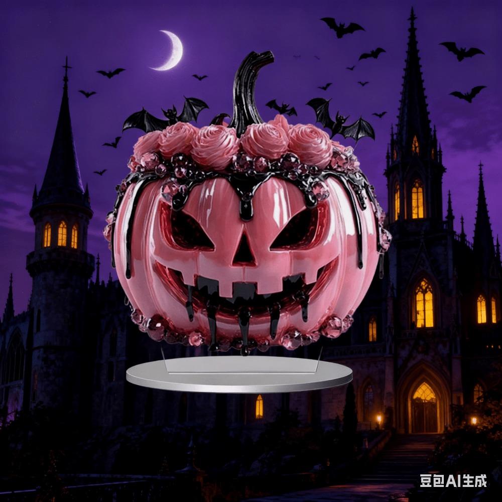 

2D Flat Acrylic ghost Pink Pumpkin Decoration, Indoor and Outdoor Decoration - No Battery/electricity Required, Free Day Decoration, Store Decoratio 20*19cm