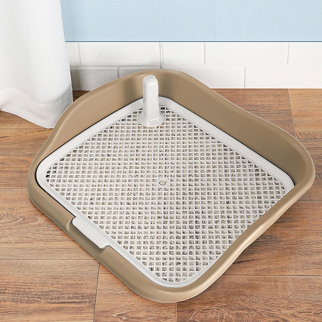 Hunde-Toilettenschale mit erhöhten Zäunen, herausnehmbarem Maschenrost und Pfosten, verhindert Spritzer, großer Platz