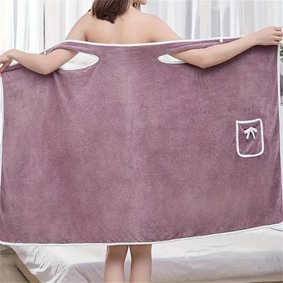 Saia de Banho de Veludo Coral É Espessa, Absorvente e Usável. O Banho em Casa é Mais Suave do que Roupão de Banho de Algodão Puro.