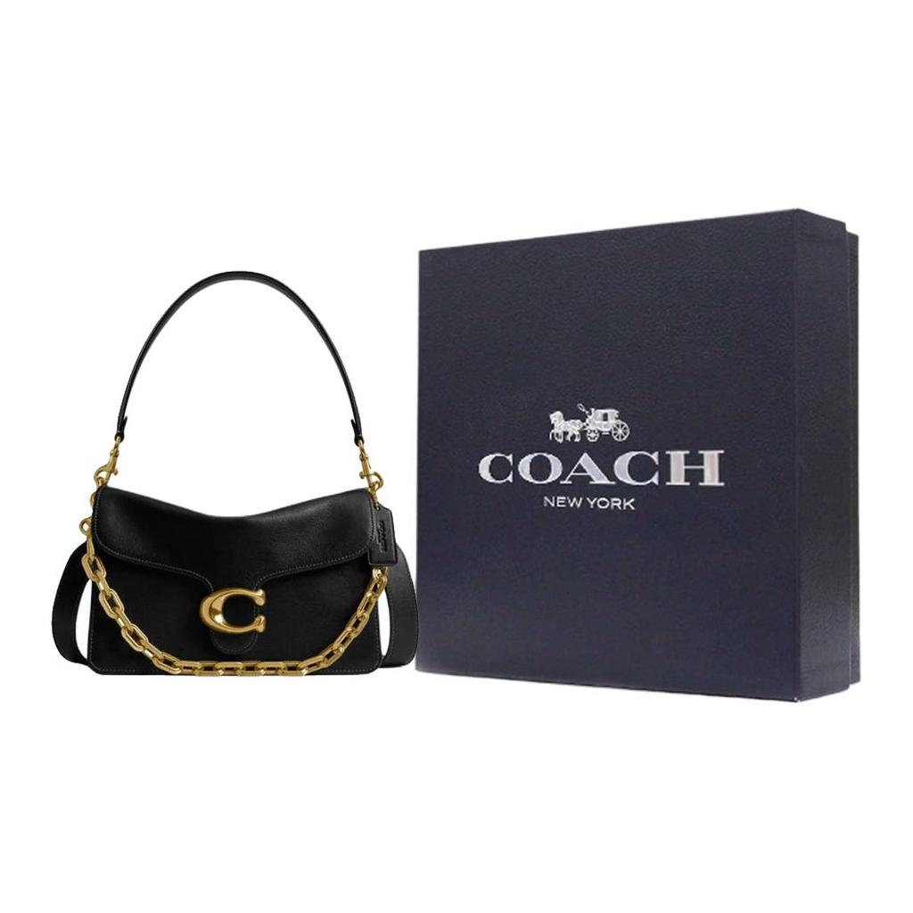 Coach Chain Tabby 26 Removable Chain Shoulder Strap Leather Shoulder Bag Medium Women shoulder bag Black CY919-B4BK
