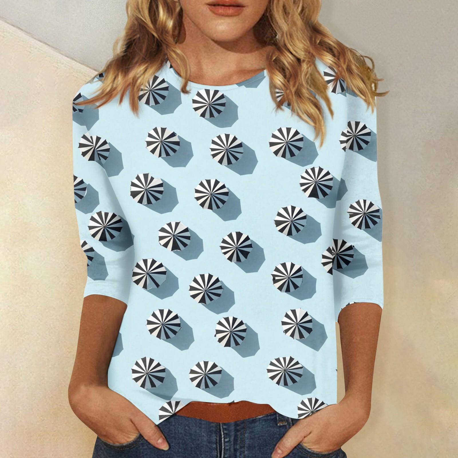 

Женская модная повседневная футболка с круглым вырезом и рукавом 3/4, женский топ S