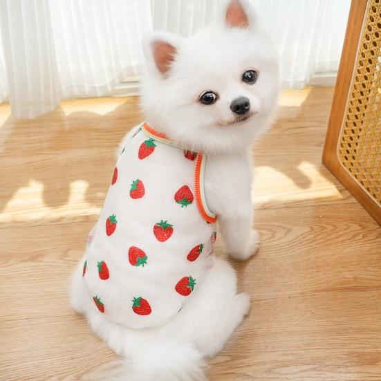 Durchsichtige Netz-Hundeweste Atmungsaktive Sommer-Haustierweste Niedliche Erdbeer-Punkte-Designs Hundetanktop Ärmelloses T-Shirt für Kleine Hunde Katzen