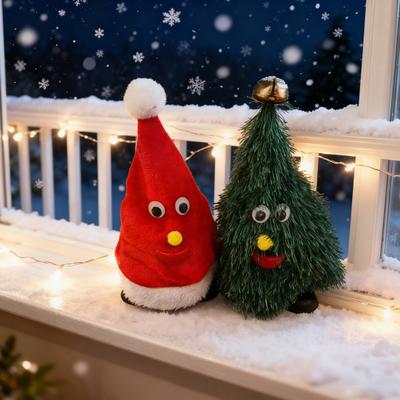 Electric Animated Santa Hat Christmas Tree Toy with Walking Shaking Functions Festive