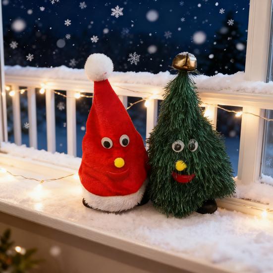Electric Animated Santa Hat Christmas Tree Toy with Walking Shaking Functions Festive