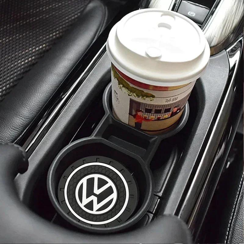 1/2PC Car Coaster Non-Slip Pad Water Cup Holder Interior Mat Accessories For Volkswagen VW Rline Beetle Touareg Tiguan TouranAL1