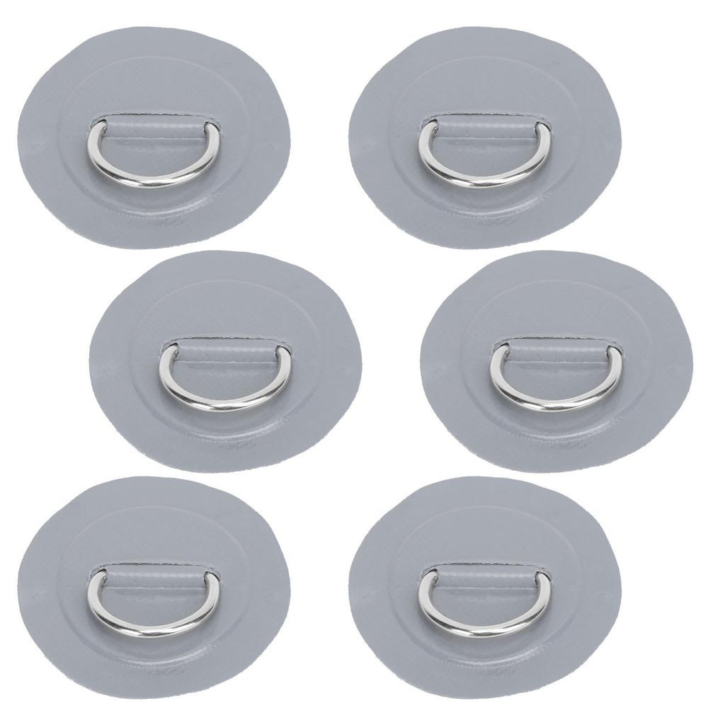 6 Pcs PVC D Ring Patch Elastic Rope Set Stainless Steel D Ring Patch Bungee Cord SetGray