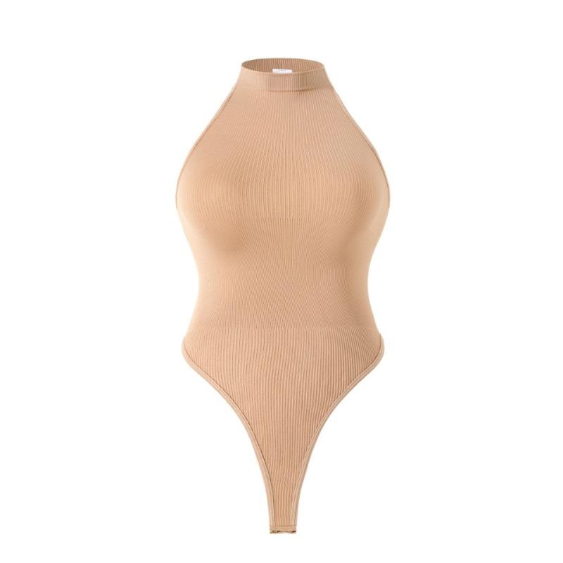 Women S Round Neck Sleeveless Buttoned Tummy Control Bodysuit Slimming Shapewear