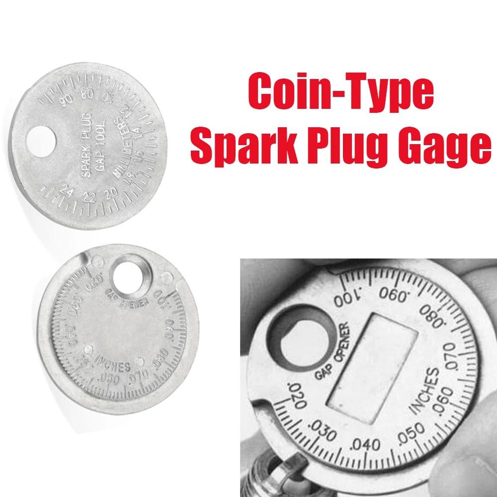 0.6-2.4mm Range Gage Gap Feeler Coin-Type Caliber Measuring Tool Spark Plug Gap Gauge Tool