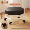 Swivel Caster Low Stool with Wheels - Adjustable Mobile Round Seat for Living Room, Children's Play Area, or Household Use.