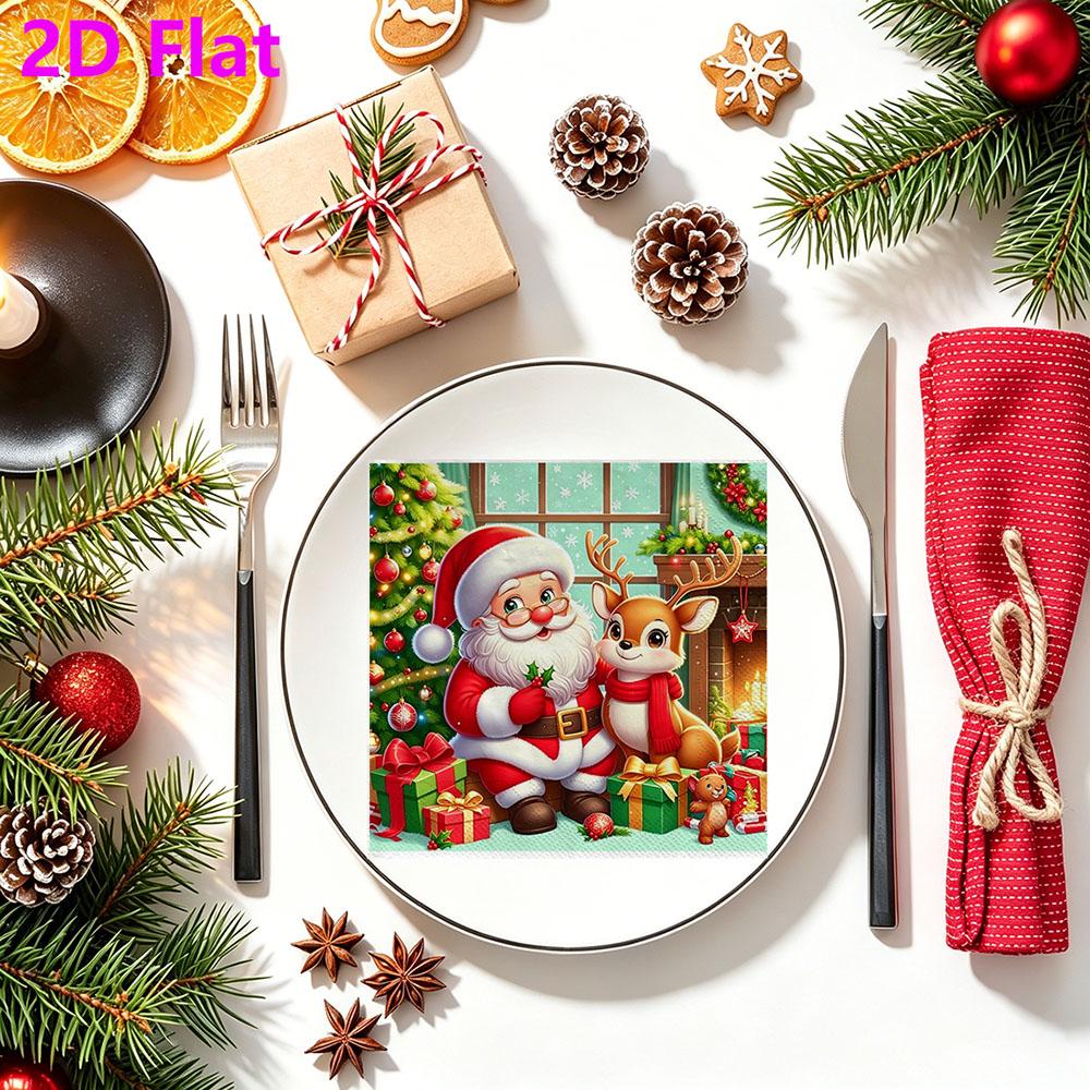 20pcs Disposable Napkins with The Elderly and Elk Pattern Print for Wedding,Parties,and Daily Use for Thanksgiving Fall Christmas Table Decoration