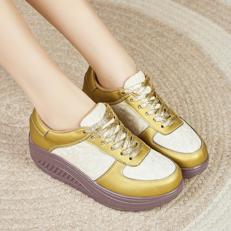 Fashion Fashion Ladies Women'S Shoes Sport Sequins Wedges Shoes Shake Silver Comfortable Sport Jogging Tennis Lace-Up Running Sneakers