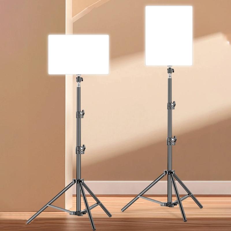 Photography Studio Lamp Kit with LED Light Panel and Adjustable Tripods for Live Streaming and Video Shootings
