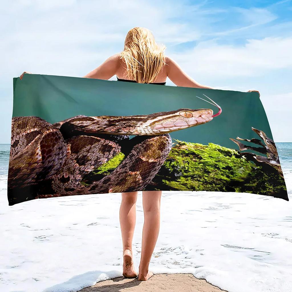 Schlangen Strandtuch Übergröße,Dickes Mikrofaser-Strandtuch,Super saugfähig,Sandfrei,Kühles Bade-Strandtuch für Reptilienliebhaber