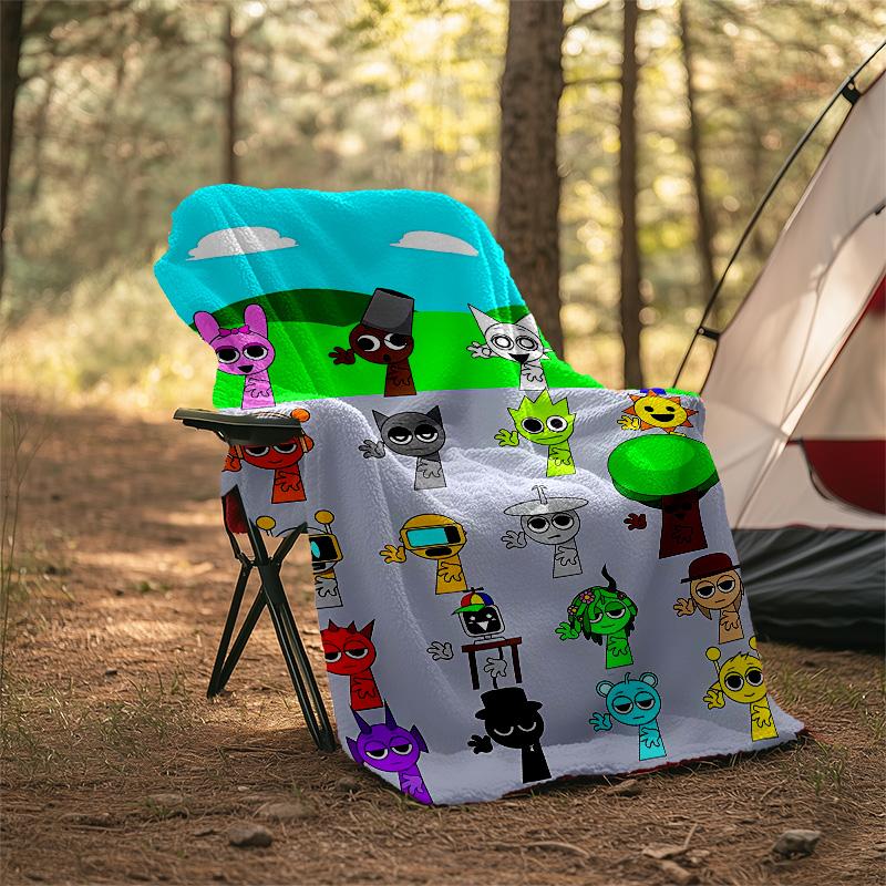 1pc SPRUNKI9 Theme Blanket - Digital Print, Polyester, Cozy for All Seasons, Perfect for Outdoor, Camping, and Travel