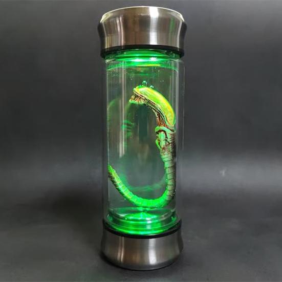 Alien Kreatur Glasbehälter LED Beleuchtet Alien Dekoration Gothic Gruselig Tischdekoration für Halloween Party Sci-Fi Fans Geschenk