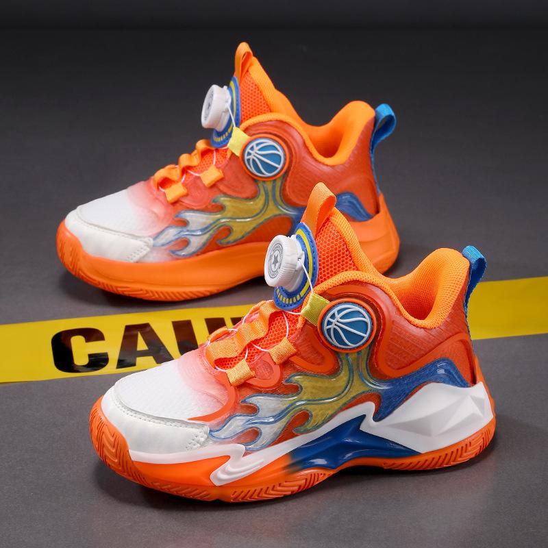 Boys and girls sneakers summer breathable mesh children's basketball shoes medium and older children's actual combat wear-resistant shock absorption