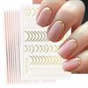 3D French Tips Nail Art Stickers Gold Rose Sliver Curve Stripe Lines Tape Swirl Adhesive Gel Nail Art Decals Manicure Decoration