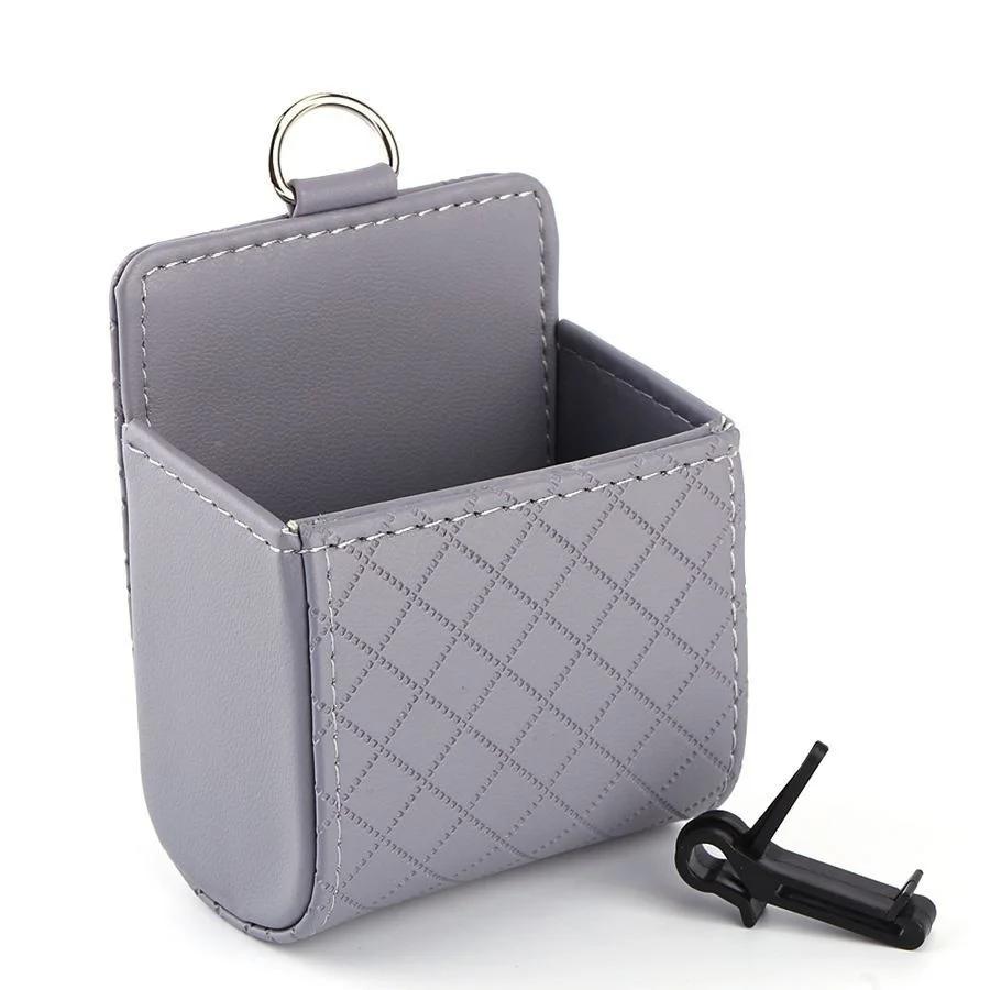 Multi Functional Car Storage Bag Universal Convenient Car Phone Bag PU Leather Exhaust Garbage Bin Phone Holder Item Storage Box
