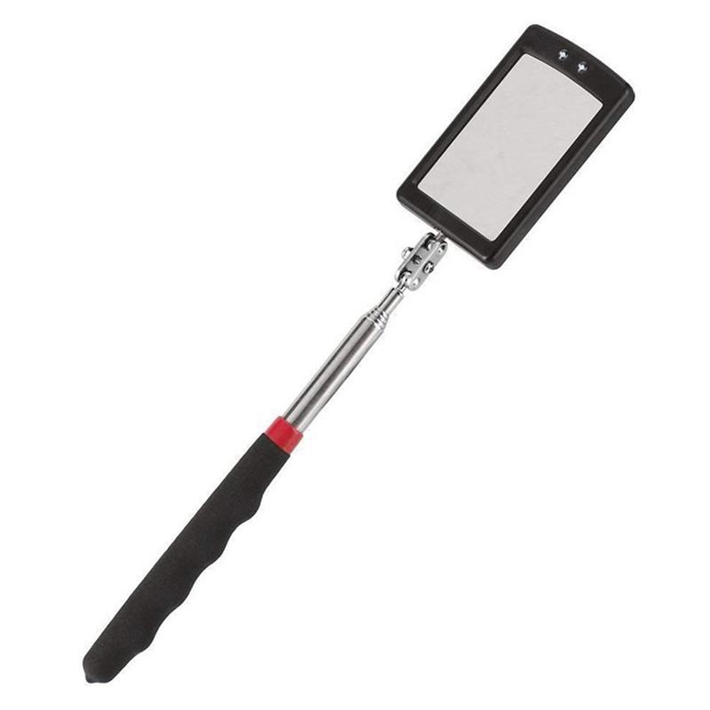 Car 360° Mirror LED Light Telescoping Mirrors Extend Mechanic Tools Inspection Mirror Telescopic Handle Repairing Tools