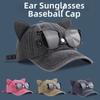 Cute Cat Ears Baseball Cap Breathable Duck Tongue Cap Fashion Sunshade Cap with Sunglasses Travel