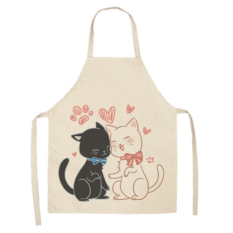 unframed 1 Pcs Cute Cat Pattern Kitchen Apron For Women Bibs Household Cleaning Pinafore Home Cooking Aprons Chef Apron For Man