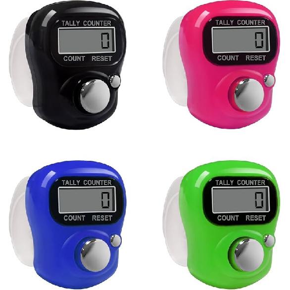 Electronic Finger Counter,5 Digit LCD Electronic Digital Display Finger Hand Tally Counter Counting for Golf,Goods Counting,Lap & Knitting A-4pack