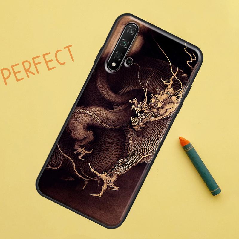 Chinese Style Crane Dragon For Huawei Nova 5T 9 10 SE 7i 8i 11i 12i Y60 Y61 Y70 Y72 Y73 Y90 Y91 P20 P30 P40 Lite Case