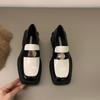 Thick-soled Black Square Head British Style Small Leather Shoes Women's Shoes Spring 2025 Retro Loafers Design Sense Single Shoes