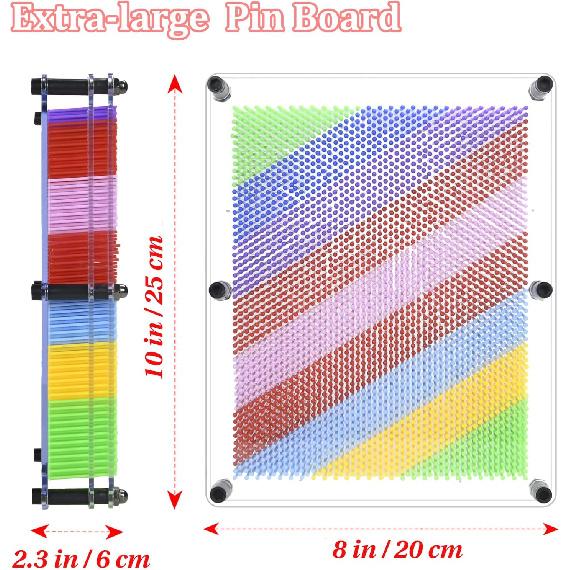 MICKYU 3D Pin Art Toys for Age 5-7, Rainbow Busy Board Games Sensory Toys for Kids with Autism, 8x10 in