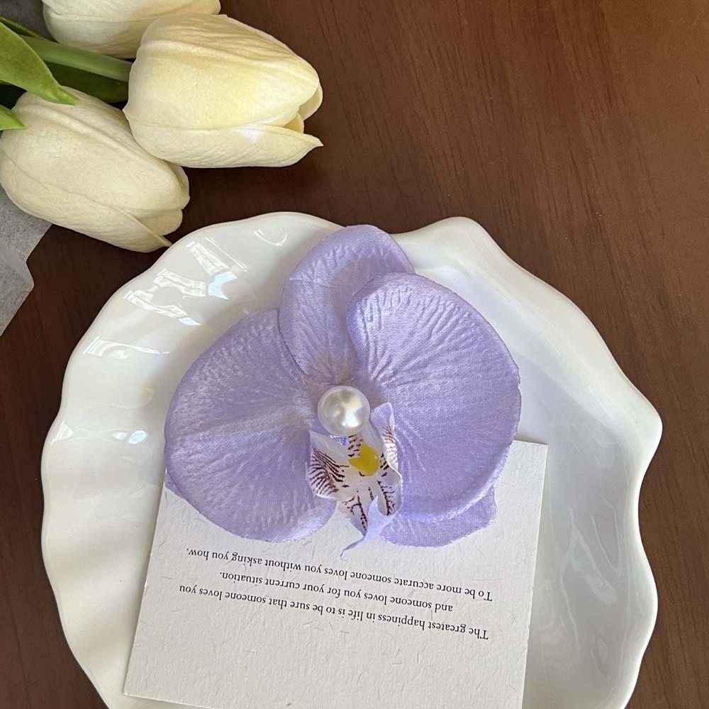 Bohemian Style Butterfly Orchid Hair Clip Sweet Women Side Clip Simple Orchid Flower Hairpin  Party