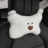 Niedliches schwarz-weißes Hunde-Auto-Kopfstützenkissen aus Plüsch, bequem und bequem